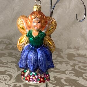 Christopher Radko FLORA BELLES Ornament with Green and Blue